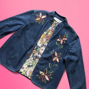 Vintage Y2K 90s denim embroidered jacket